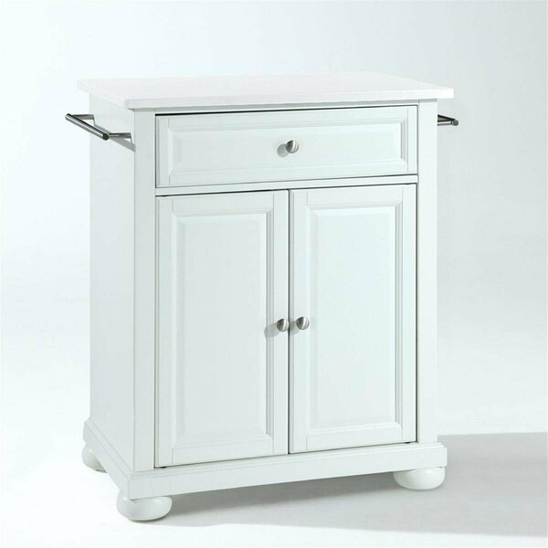 Kd Americana Alexandria Granite Top Portable Kitchen Island Cart, White KD3049064